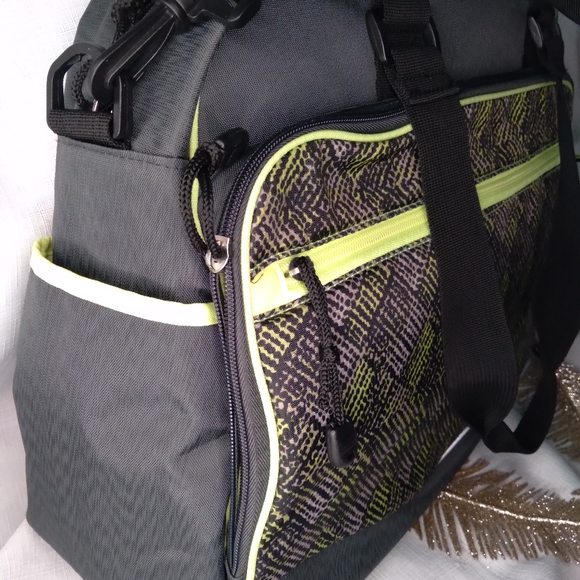 Carters neon yellow and gray diaper bag - Picture 4 of 9